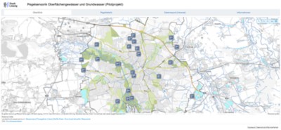Übersicht der 24 Pegelstandorte in Leipzig