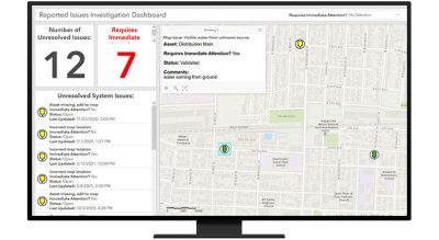 Cuadro de mando de investigaciones de problemas notificados con mapa