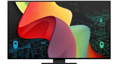 Monitor de ordenador con imagen giratoria multicolor en 3D