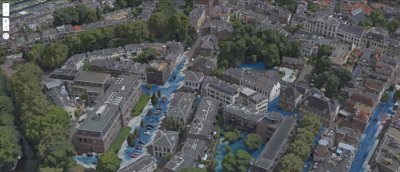 3D‑mesh die waterdiepte toont als gevolg van regenval en klimaatverandering