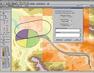 screen shot of display and analysis modules and dialog boxes