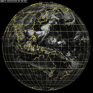 satellite image of the Pacific Ocean for July 6, 2000