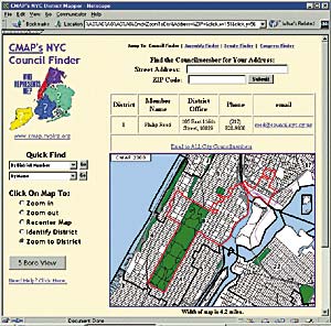 screen shot of CMAP's NYC Council Finder