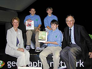 Barrington Middle School sudents, their teacher, and Jack Dangermond