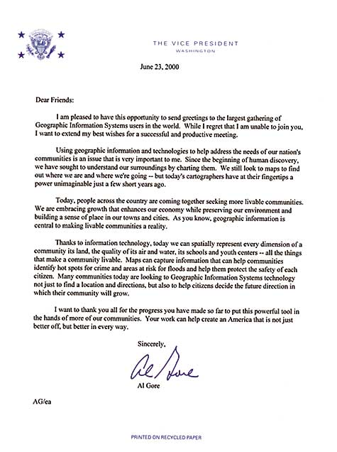 copy of letter from Al Gore