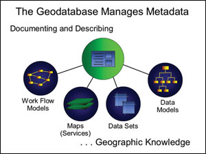 the geodatabase manages metadata