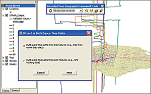 example of the Extended Time-Geographic Framework Tools extension