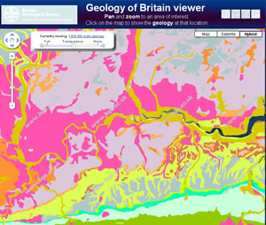 Geology of London area seen with the Geology of Britain viewer.