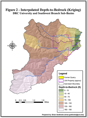 The depth-to-bedrock map subsequently generated for the area.