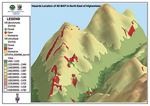 Exploratory 3D analysis of land mine contamination in Afghanistan.