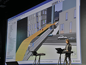 Creating a pedestrian bridge in CityEngine at the Esri User Conference Plenary Session