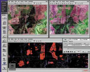 Landsat TM images of two different dates are compared producing a new product of change images.