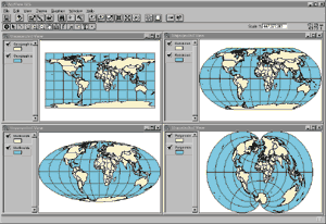 The ArcView Projection Utility is a qizard-based tool.