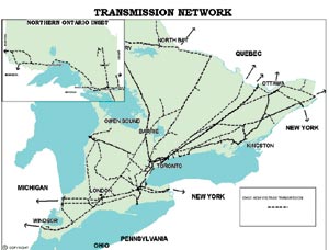 screen shot of Northeast Ontario District transmission network