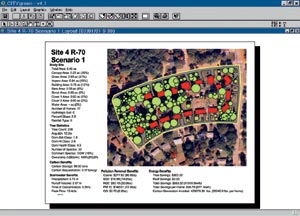 screen shot of tree canopy scenario and analysis