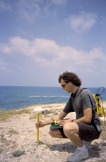 Joe Breman recording GPS data