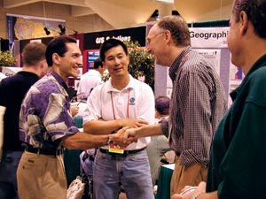 Esri president Jack Dangermond meets with conference attendees