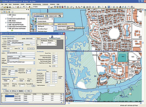 The main user interface of the Stormwater Revenue Management System integrated with ArcGIS 10.