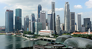 Skyline of Singapore's business district.