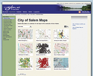 The public can browse city maps and learn more about the city's GIS.