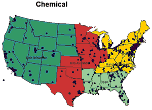 Chemical targets and territories for sales people