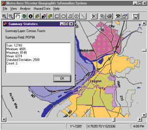 MAD GIS Summary Statistics Screen Shot