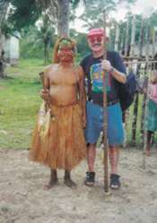 Bill Bamberger with Amazonian village chief in Peru