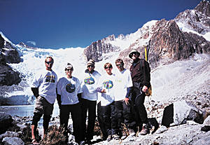 ASU students/faculty at Laguna Glacier above Sorota, Bolivia