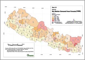 map of dry matter demands from forests