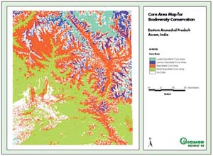 core area map for biodiversity conservation in eastern Arunachal Pradesh, Assam, India