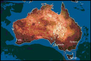 Location of the Australian state of Tasmania