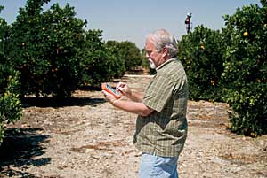 mobile GIS in an orange grove