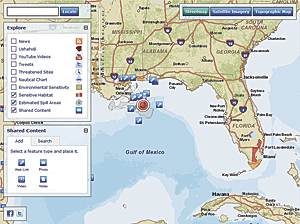 the Esri oil spill map application