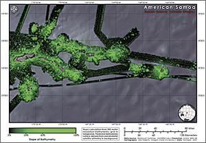 Slope calculation of multibeam bathymetry of American Samoa and the broader Eastern Samoa Volcanic Province