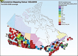 Status of the deforestation mapping project is shown by sector.