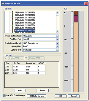 a borehole editor is part of the Arc Hydro Groundwater tools