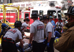 Uptown Charlotte rescue. (Photo courtesy: Charlotte Fire Department.)