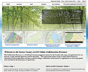 The Sussex County home page created with ArcGIS Online.