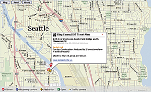 King County's My Commute map keeps citizens up-to-date on road closures and traffic conditions.