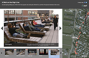 A narrative viewer presents a virtual walk in New York City.
