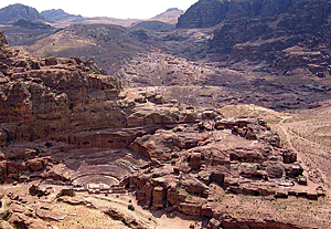 View overlooking the carved theater, and the main roadway into the valley. (Photo courtesy of Thomas Paradise)