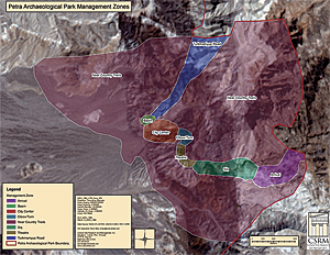 Petra Archaeological Park management zones in Petra.