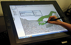 Landscape elements are digitized using a Wacom monitor and incorporated as part of the pattern generator process within the Automated Design Module (ADM).