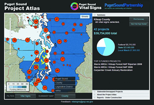 This view shows all of the projects in Kitsap County, outlined in yellow. (Courtesy of Puget Sound Partnership.)