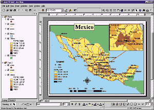 Map of Mexico showing various styles for legends, scale bars, etc.