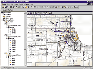 Routes as built by ArcLogistics Route