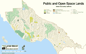 Land Trust of Santa Cruz County map of public and open space lands