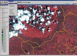 Landsat images brought into ArcView Image Analysis, as described below left