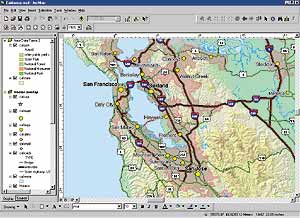 screen shot with map of San Francisco Bay area, as described in the text