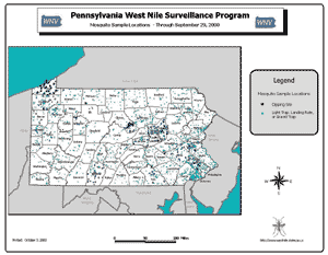 Internet map showing sample site locations in Pennsylvania.